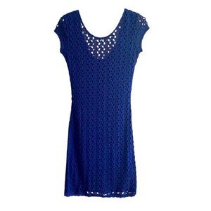 Free People Gorgeous Blue Crochet Lace Mini Midi Dress Women’s Size Small